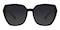 Harper Black Polygon Plastic Sunglasses