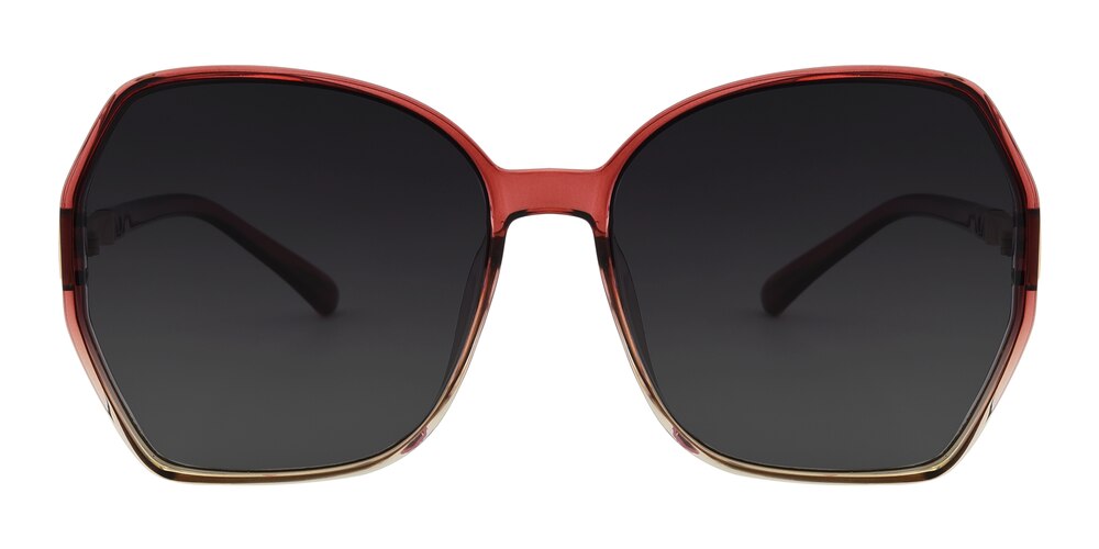 Helina Red Polygon Plastic Sunglasses