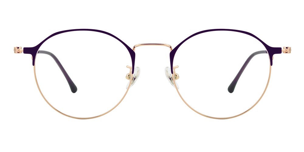 Hughes Purple/Golden Round Titanium Eyeglasses