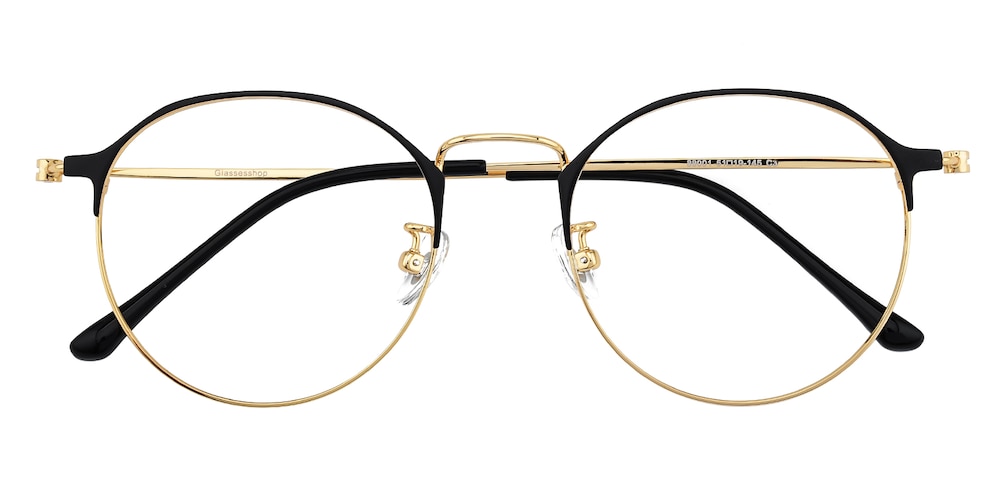 Hughes Black/Golden Round Titanium Eyeglasses
