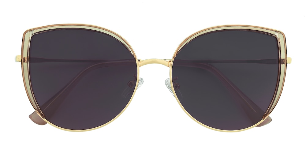 Huxley Pink/Golden Cat Eye Plastic Sunglasses
