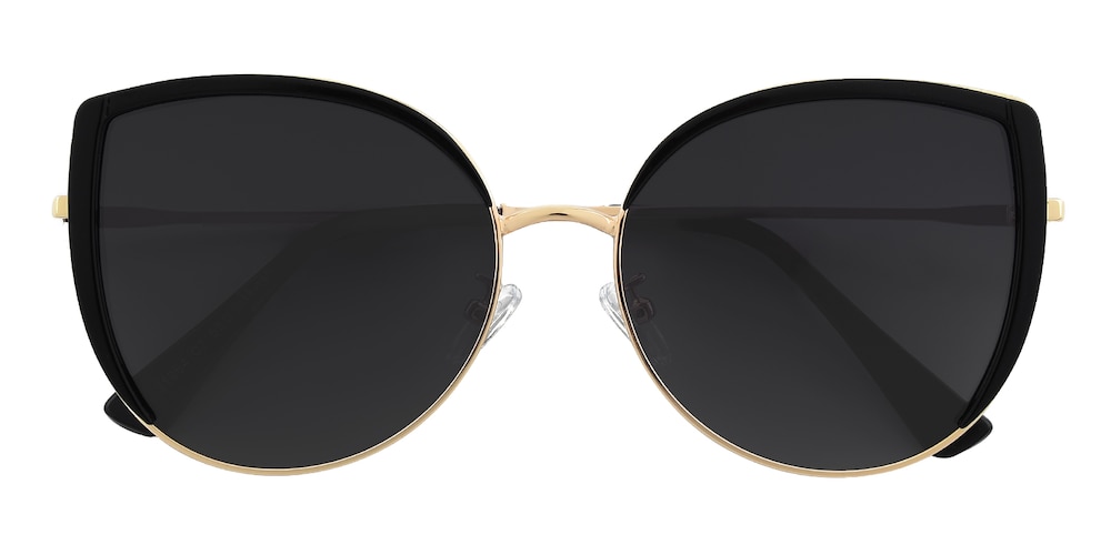 Huxley Black/Golden Cat Eye Plastic Sunglasses
