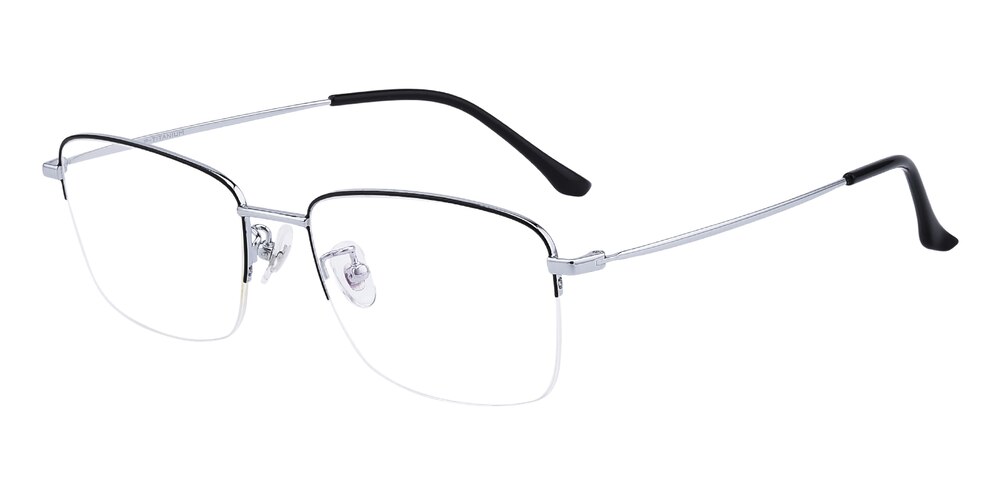 Michell Blue/Silver Rectangle Titanium Eyeglasses