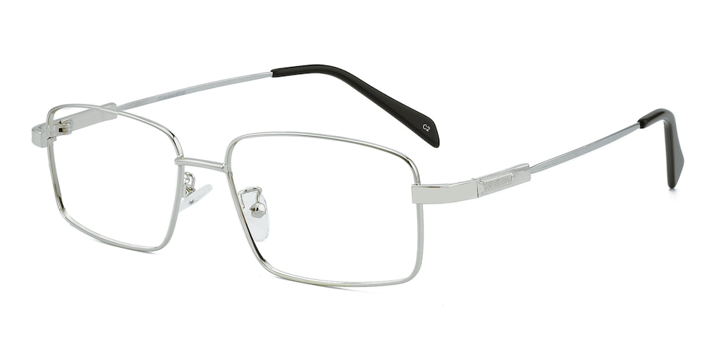 Ingram Silver Rectangle Metal Eyeglasses