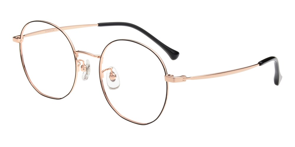 Katrine Black/Golden Round Titanium Eyeglasses