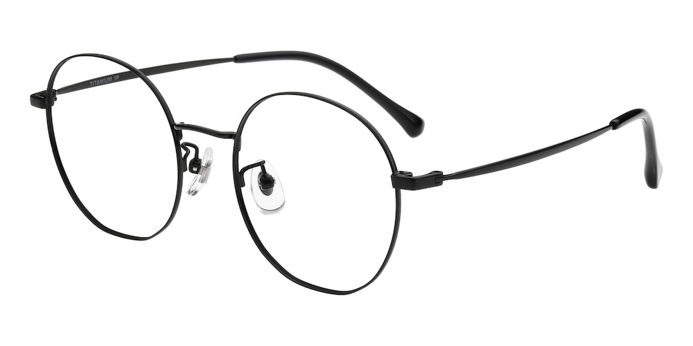 Katrine Black Round Titanium Eyeglasses