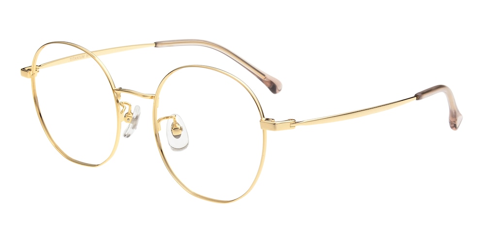 Katrine Golden Round Titanium Eyeglasses