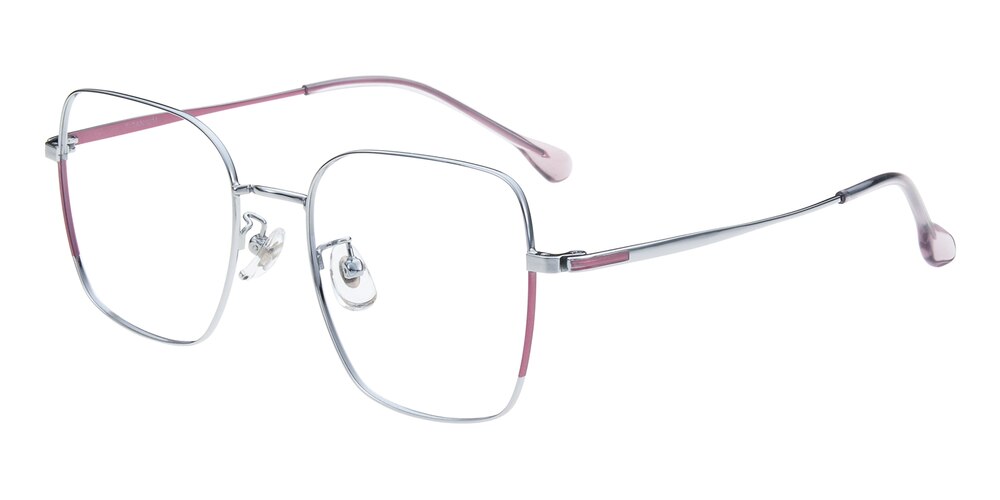 Kellogg Silver/Pink Square Titanium Eyeglasses