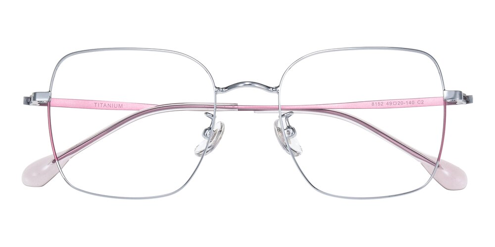 Kellogg Silver/Pink Square Titanium Eyeglasses