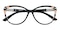 Jean Black/Floral Cat Eye Plastic Eyeglasses