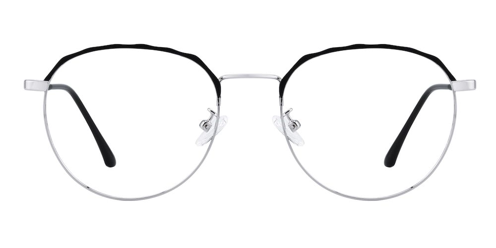 Elizabeth Black/Silver Round Metal Eyeglasses