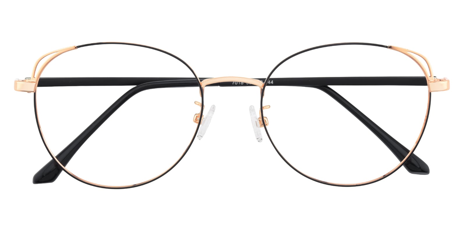 Cat Eye Eyeglasses, Full Frame Black/Rose Gold Metal - FM1372