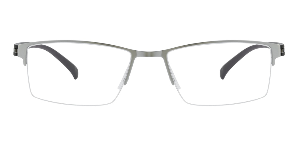 Spring Silver Rectangle Metal Eyeglasses