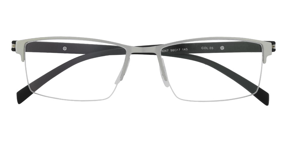 Spring Silver Rectangle Metal Eyeglasses