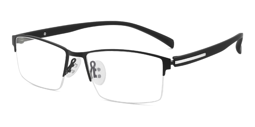 Spring Black Rectangle Metal Eyeglasses