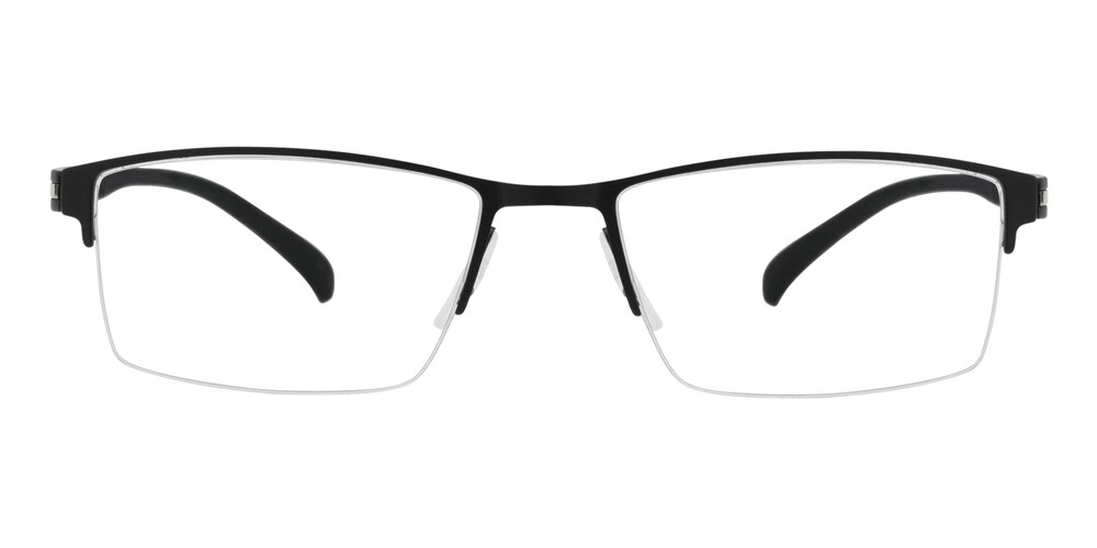 Spring Black Rectangle Metal Eyeglasses