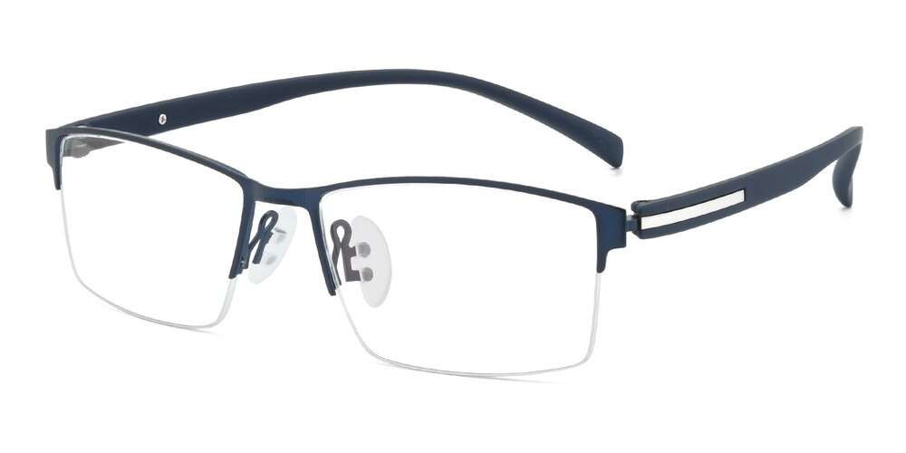 Spring Blue Rectangle Metal Eyeglasses