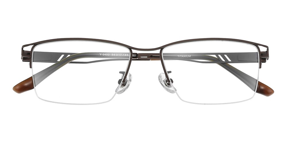 Findlay Brown Rectangle Titanium Eyeglasses