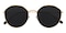 Pleasant Black/Golden Round Plastic Sunglasses