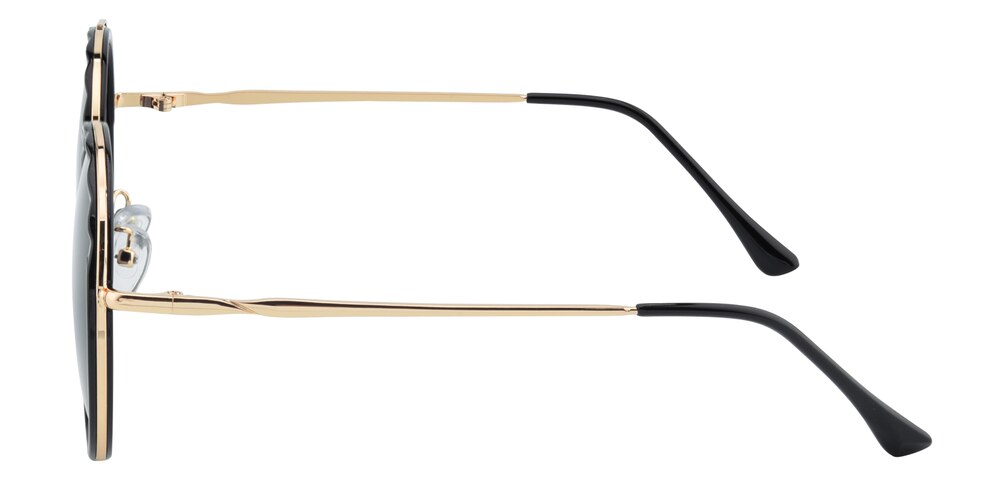 Creek Black/Golden Round Plastic Sunglasses