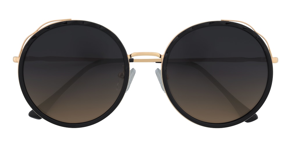 Creek Black/Golden Round Plastic Sunglasses