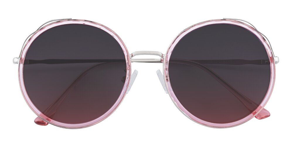 Creek Pink/Silver Round Plastic Sunglasses
