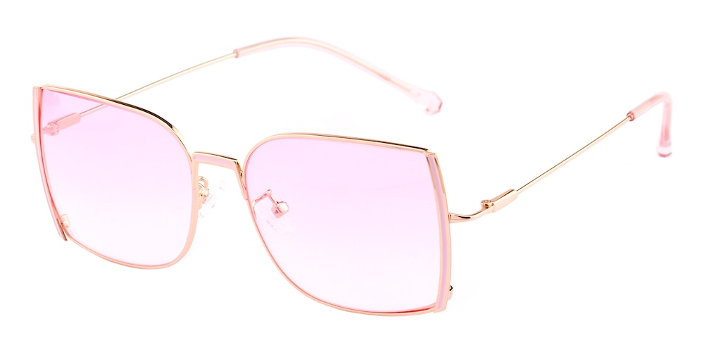 Holly Rose Gold/Pink Cat Eye Metal Sunglasses