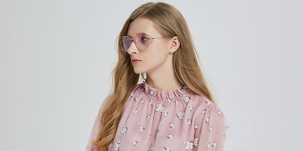 Holly Rose Gold/Pink Cat Eye Metal Sunglasses