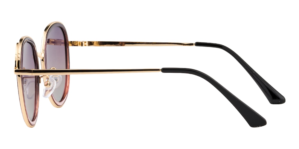 Perce Purple/Golden Round Plastic Sunglasses