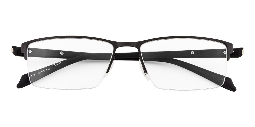 Sherwood Black Rectangle Metal Eyeglasses