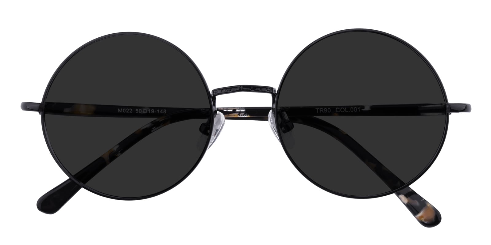 Round Sunglasses, Full Frame Black Metal - SUP0666