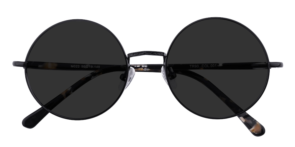 Kaylee Black Round Metal Sunglasses