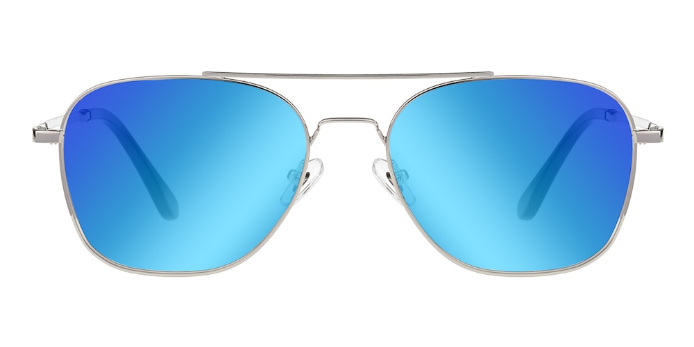 Wilmot Silver/Blue mirror-coating Aviator Metal Sunglasses