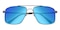 Woolley Gunmetal/Blue mirror-coating Aviator Metal Sunglasses