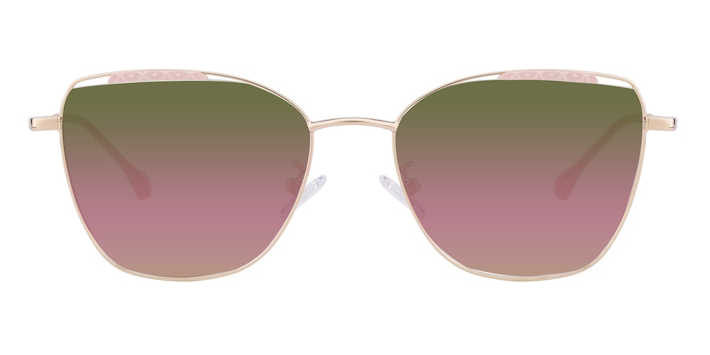 Nora Rose Gold/Pink mirror-coating Cat Eye Metal Sunglasses