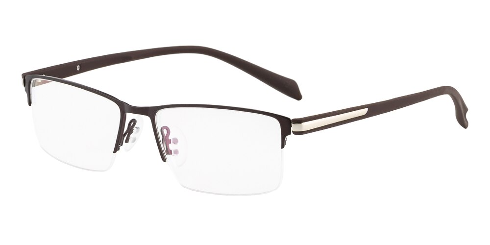 Sherwood Brown Rectangle Metal Eyeglasses