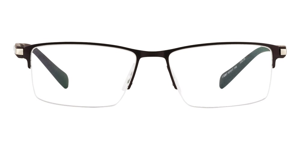 Sherwood Brown Rectangle Metal Eyeglasses