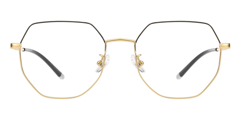 Hearst Black/Golden Polygon Titanium Eyeglasses