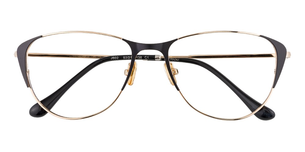 Hendy Black/Golden Cat Eye Metal Eyeglasses