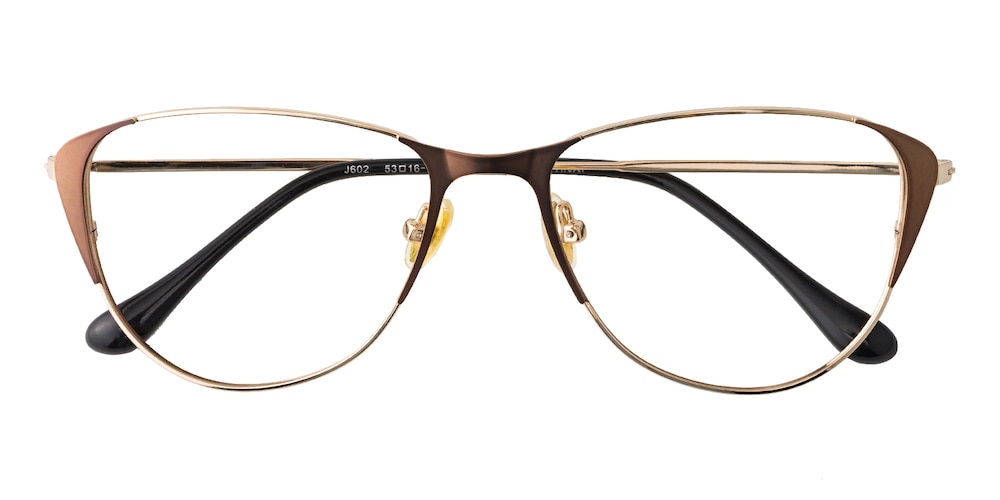 Hendy Brown/Golden Cat Eye Metal Eyeglasses