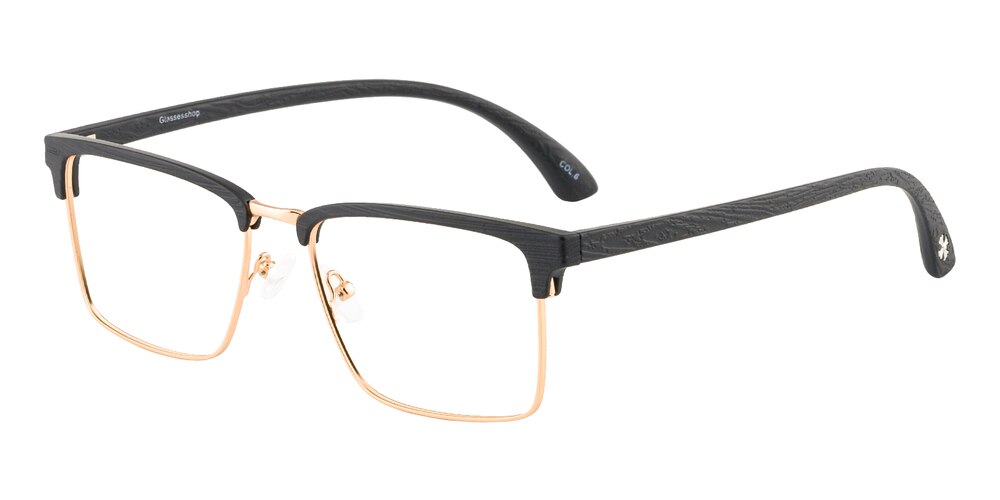Portgas Black/Golden Rectangle TR90 Eyeglasses