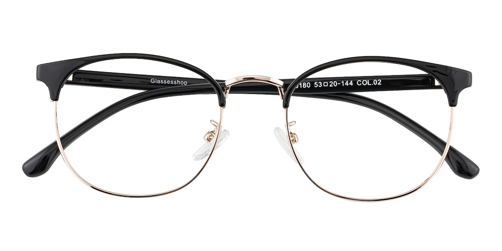 Simone Black/Rose Gold Round TR90 Eyeglasses