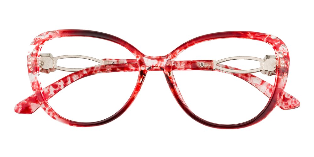 Enel Red Tortoise Cat Eye Plastic Eyeglasses