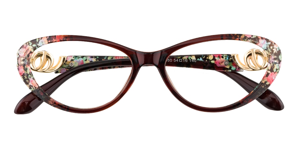 Jinbee Brown/Multicolor Cat Eye Plastic Eyeglasses