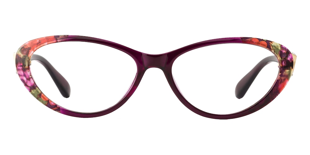 Jinbee Purple/Multicolor Cat Eye Plastic Eyeglasses