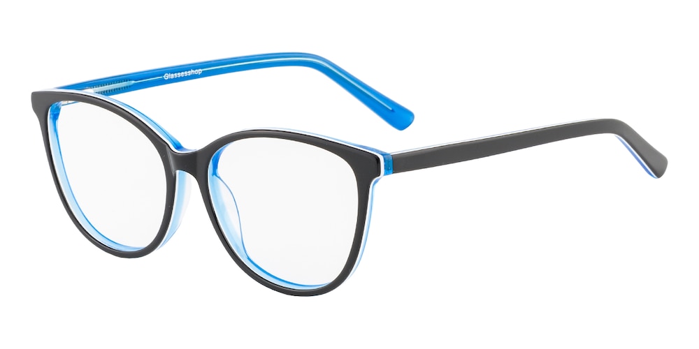 Arlong Black/Blue Oval Acetate Eyeglasses