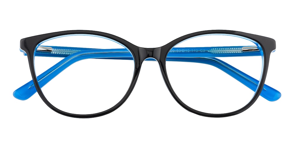 Arlong Black/Blue Oval Acetate Eyeglasses