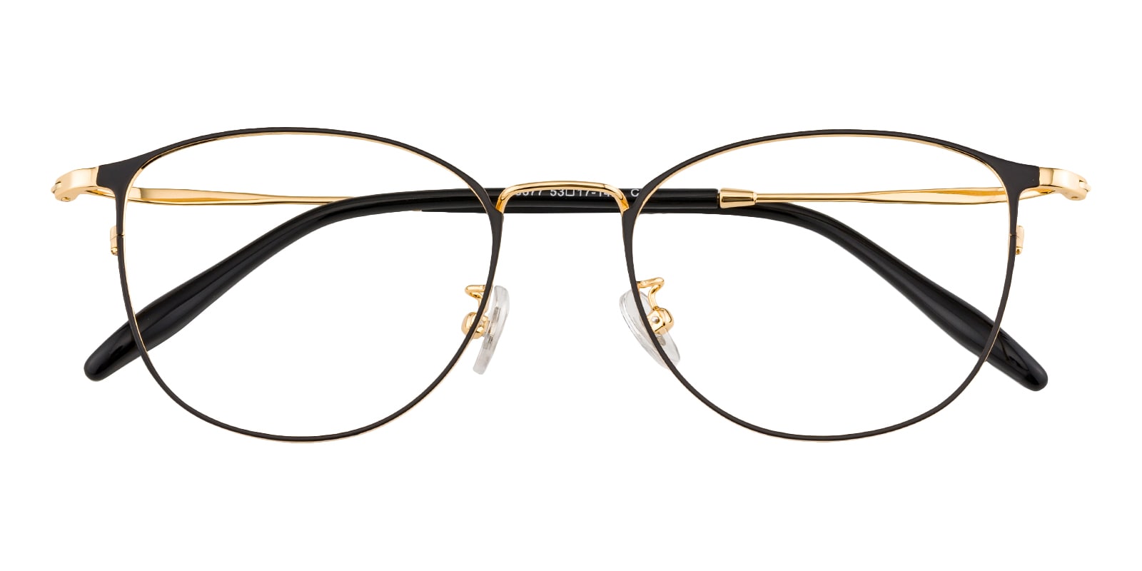 Oval,Classic Wayframe Eyeglasses, Full Frame Black/Golden Metal - FM1263
