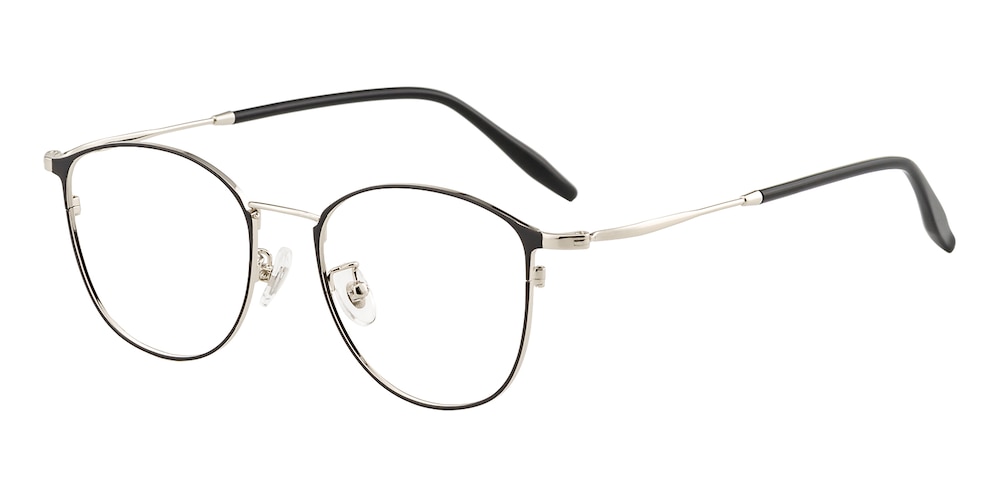 Rochester Black/Silver Oval Metal Eyeglasses