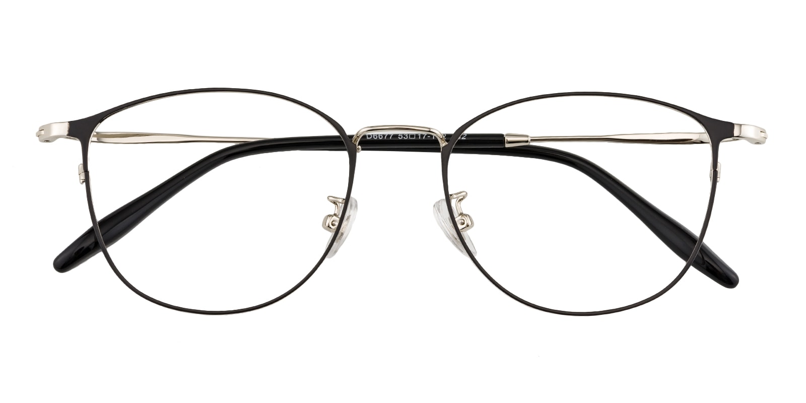 Oval,Classic Wayframe Eyeglasses, Full Frame Black/Silver Metal - FM1382
